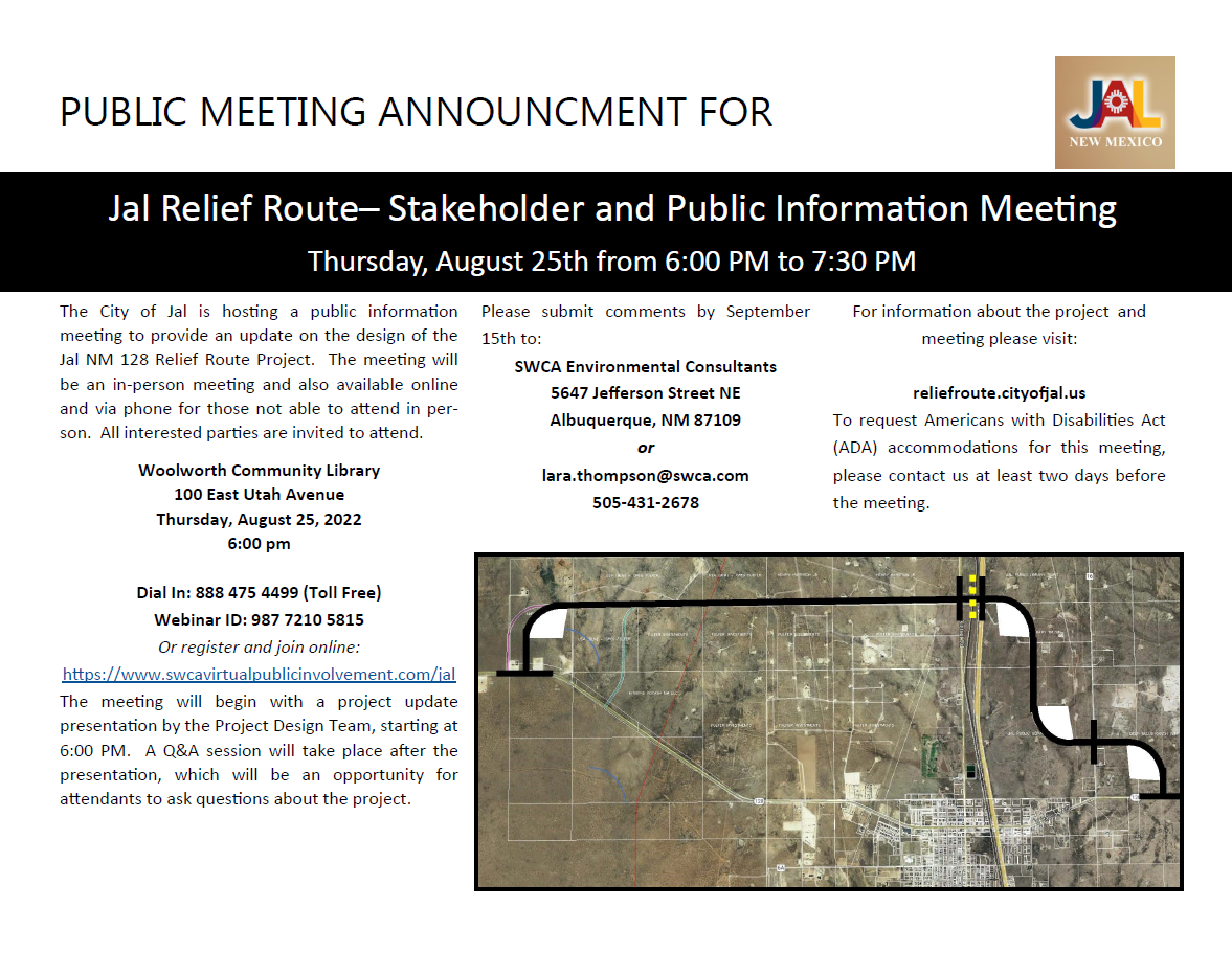 Jal Relief Route Meeting 8-25-22